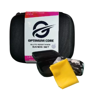 OPTIMUM-CORE-Glute-Resistance-Bands-Set-gelbes-Fitnessband-und-Booty-Band in weiß und schwarz