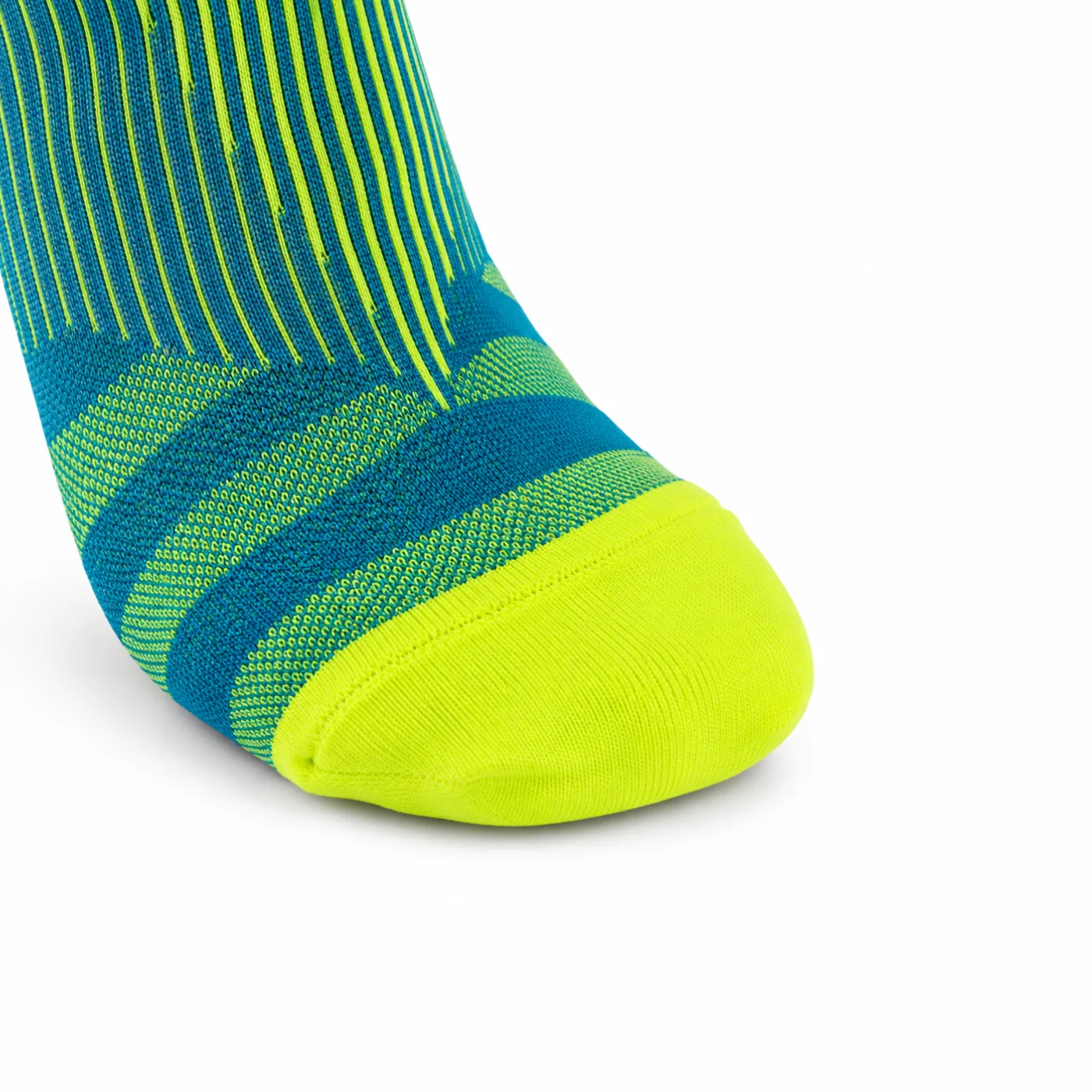 Lumen Pro Kniehohe Kompressions-Laufsocken Unisex Fuß zehennaht Nahaufnahme Lumen Pro Kniehohe Kompressions-Laufsocken Unisex Fuß zehennaht Nahaufnahme