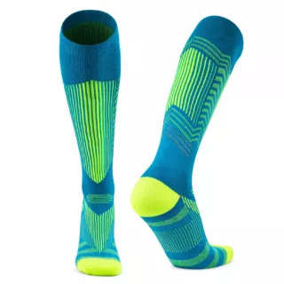Optimum Glow V1 Kniehohe Kompressions-Laufsocken Unisex türkis neon grün gelb