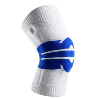 Sport Kniebandage mit Kompression blau weiss zur Stabilisierung des Knies
