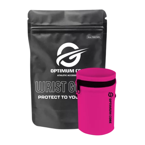 Optimum Core Handgelenktasche Pink Logo Schwarz Schweißband