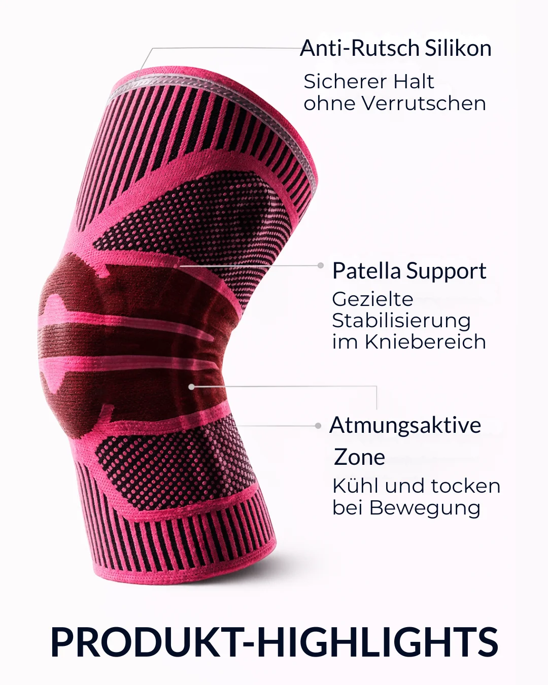 _ 3D Sport Kniebandage Damen Ultra Violet hero