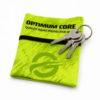 Handgelenktasche Neon Gelb-Grün mit Print – „Iconic Shit mit schlüssel