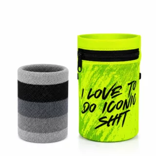 Workout-Duo Neon Gelb Tasche mit 26Farbakzenten + Graues Schweißban 26