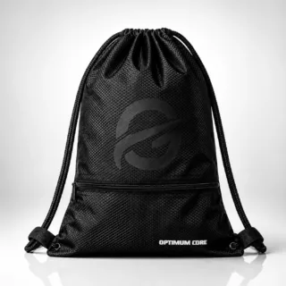 XL Gym Kordelzug Turnbeutel Sportbeutel Gym Bag weiß LOGO PRINT Edition Optimum Core schwarz 26 detail