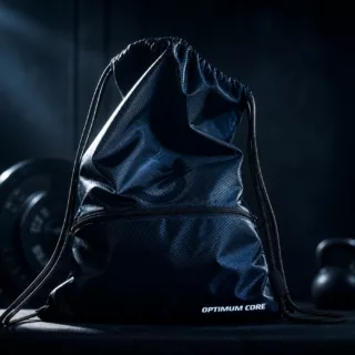 XL Gym Kordelzug Turnbeutel Sportbeutel Gym Bag weiß LOGO PRINT Edition Optimum Core schwarz 26 deep blue background 2